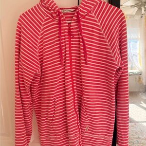 Orvis hot pink meets Coral and White Striped Knit Top